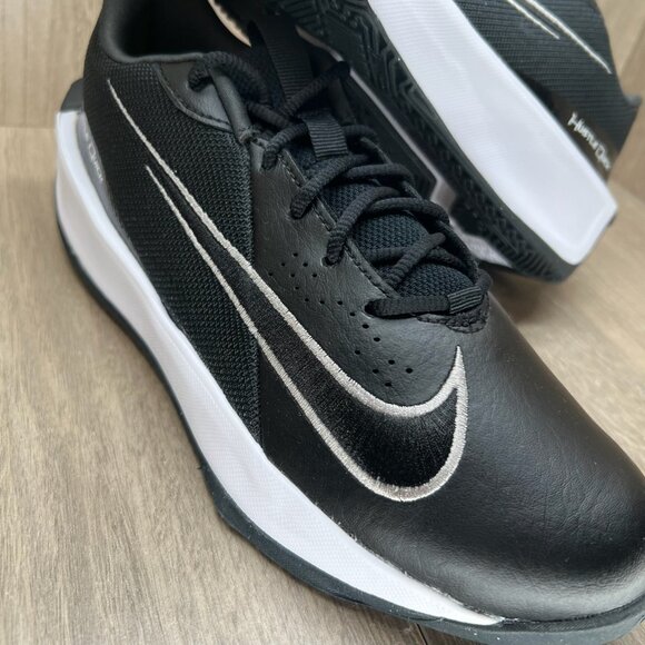 Nike Team Hustle Quick 3 Basketball Shoes Boys 6Y Leather Black Metallic Silver - Picture 6 of 12